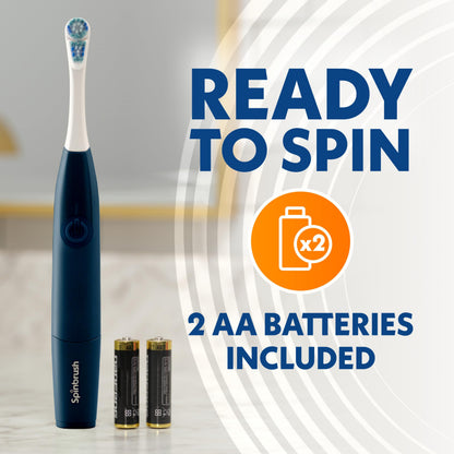 Spinbrush Smart Clean Battery Powered Electric Toothbrush for Adults with Dual Action Head, Pacer & Timer, Champagne, Soft Bristles, 1 Count
