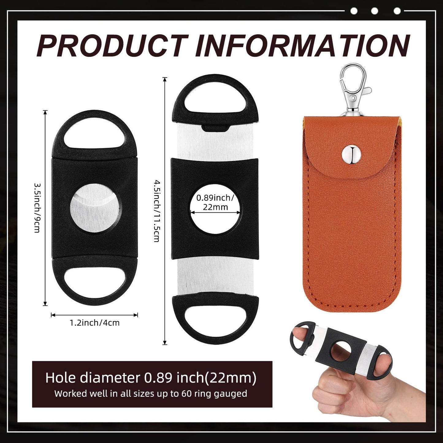 Lasnten 10 Set Cutter with Leather Case Ring Fit Almost Sizes Clippers Keychain Accessories Father's Day Gifts for Men