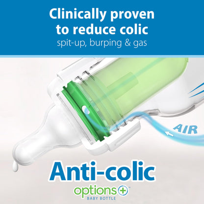 Dr. Brown's Anti-Colic Options+ Narrow Glass Baby Bottle with Level 1 Slow Flow Nipple, BPA-Free, 4 oz/120mL, 2-Pack