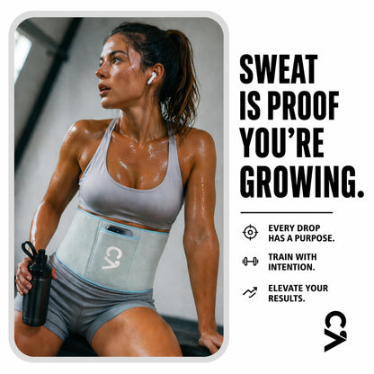 Chick-Active Heat-Boost Waist Trimmer with Secure Phone Pocket – Premium Sweat Amplifying Sauna Belt for Women & Men, Anti-Slip Core Trainer for Gym, Cardio & Enhanced Results (Blue, Medium)