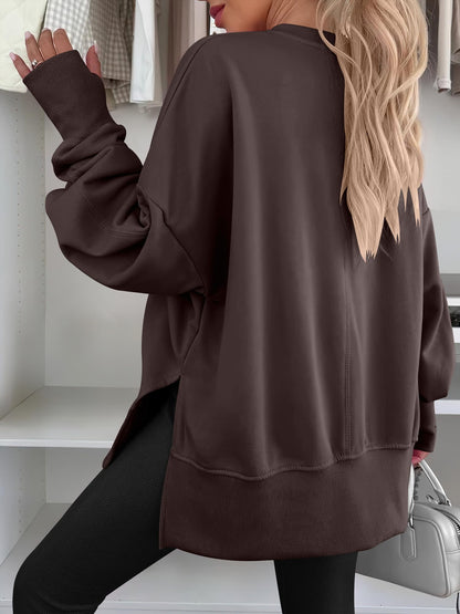 ANRABESS Women Oversized Sweatshirts Thumbhole Long Sleeve Hoodies Shirts 2025 Fall Side Slit Pullover Top Teen Y2k Outfits