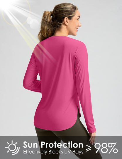 Women's Sun Shirts UPF 50+ Long Sleeve UV Protection Shirt Lightweight Quick Dry Workout Hiking Tops for Women(Granita Pink,S)