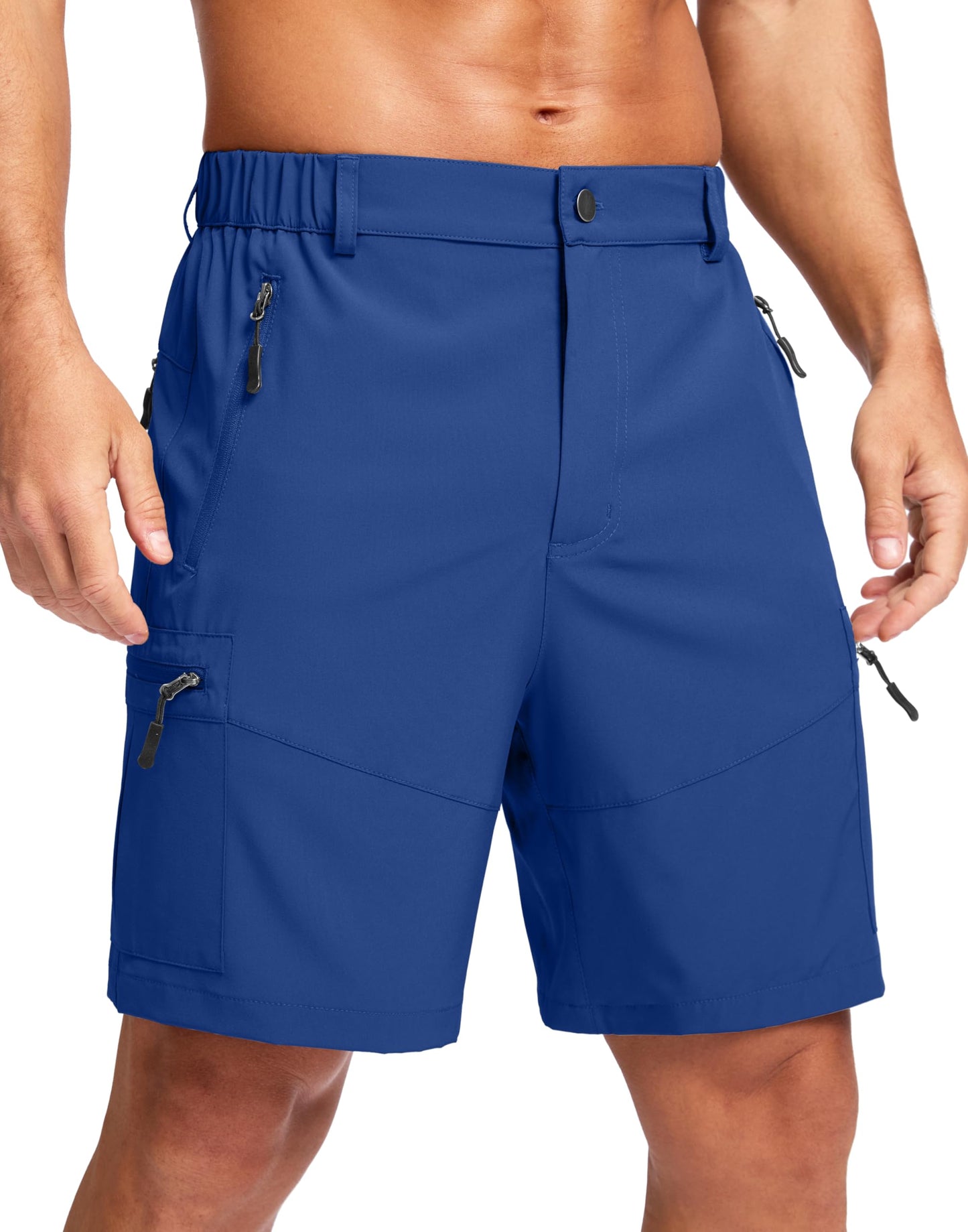 Pudolla Men's Hiking Cargo Shorts Lightweight 7" Travel Casual Shorts for Men Golf Work Outdoor with 5 Zipper Pockets(Royal Blue 3X-Large)