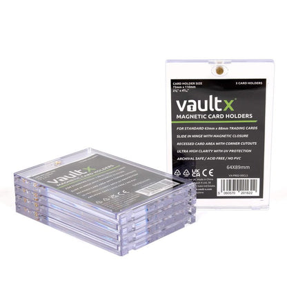 Vault X Magnetic Card Holder 35pt (5 Pack), Clear One Touch Hard Cases, UV Protection, for Trading Cards