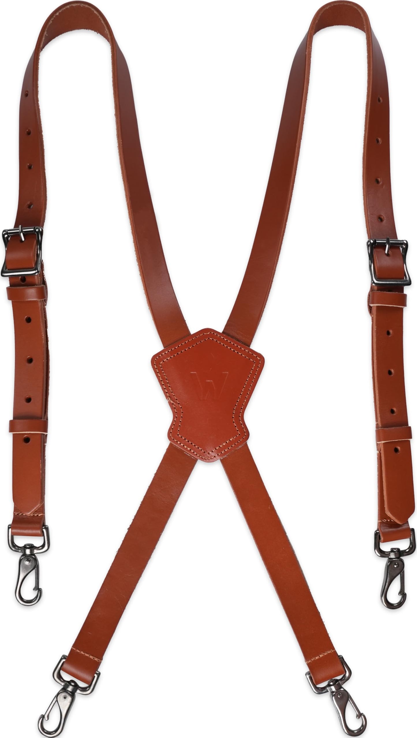 WELKINLAND Top-Grain Buffalo Leather Suspenders, Vintage Suspenders, Brown Leather Suspenders, Heavy Duty, Western Style