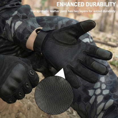 HYCOPROT Men’s Utility Gloves, Motorcycle Glove with Touchscreen Full Finger Palm Pad Protection Gears Durable Work Outdoor Lightweight Breathable for Sport Hiking Motorbike Cycling Paintball Boxing