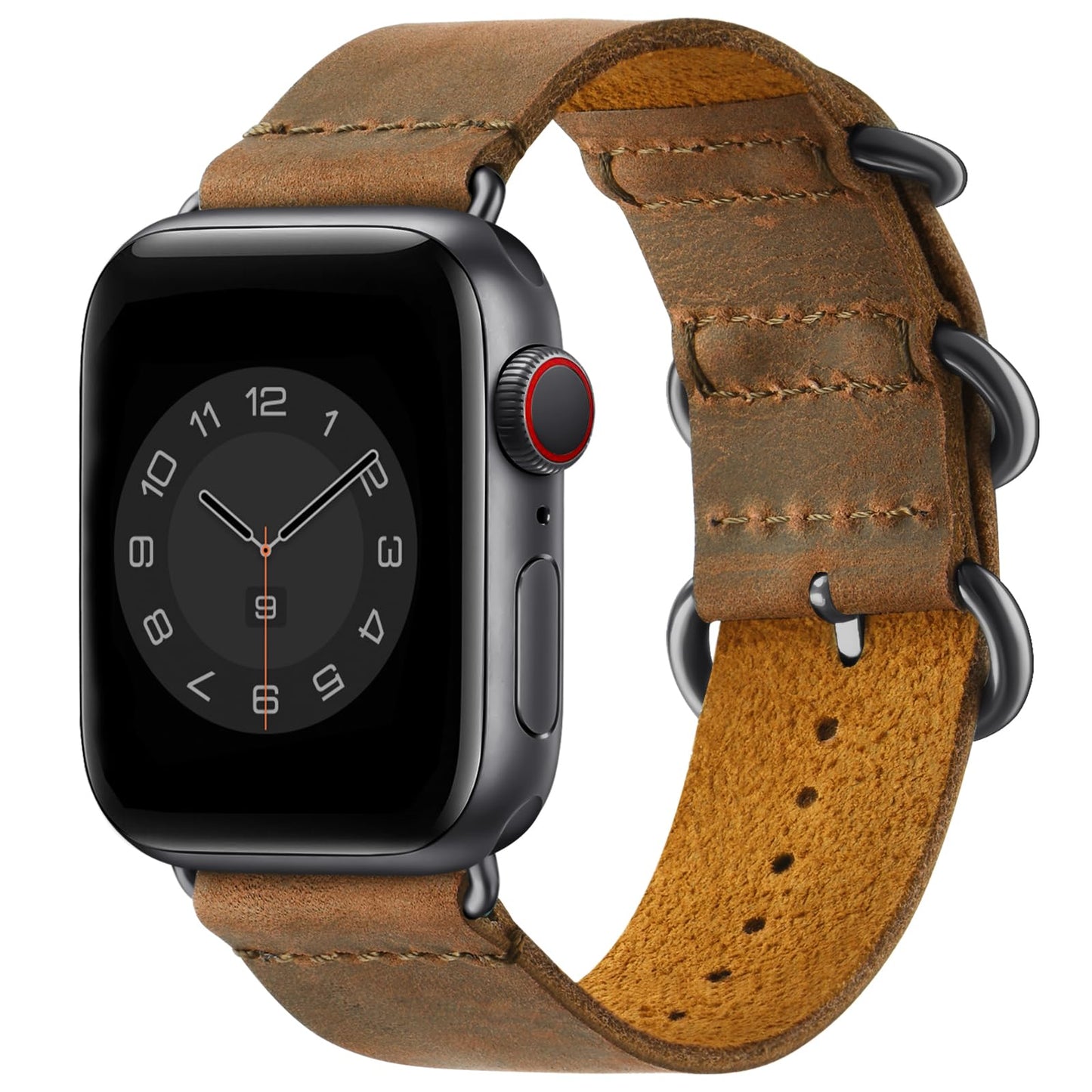 Vintage Leather Bands Compatible with Apple Watch Band 49mm 46mm 45mm 44mm 42mm-Series 3 2 1, Genuine Leather Retro Strap Compatible for Men Women iWatch Ultra SE Series 11 10 9 8 7 6 7 6 5 4(Brown/Black)