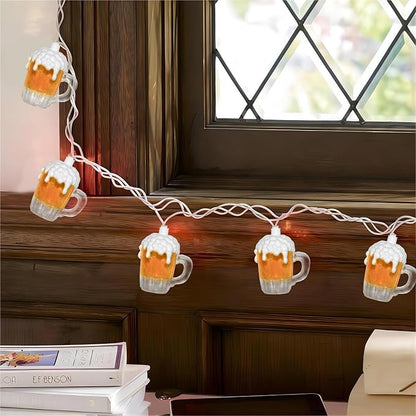 8.5Ft Beer String Lights, Novelty Party Decoration Lights with 10 Beer Mug Bulbs for Indoor & Outdoor, Summer Patio Outdoor Lights Perfect for Bar Patio Garden Beer Lovers' Parties