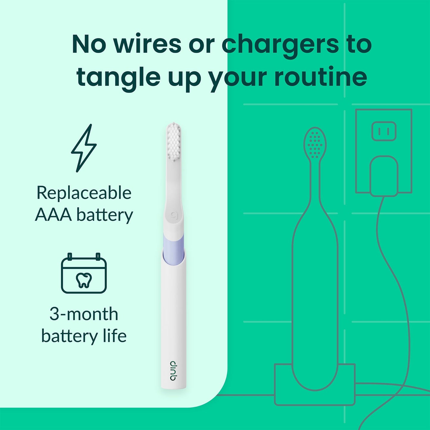 Quip Sonic Electric Toothbrush for Adults - Time Travel & Soft Bristles with Travel Case & Replacement Brush Head - 3 Month Battery Life, Plastic Handle - Magenta