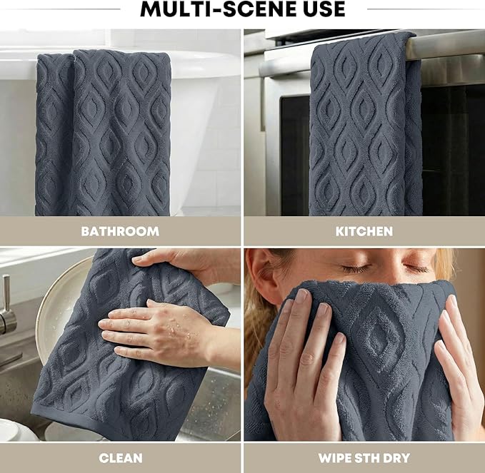 Artoid Mode 1 Pc Grey 3D Diamond Grid Jacquard Hand Towels