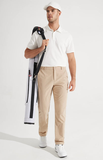 Libin Mens Golf Pants Classic Fit Stretch Work Dress Pants 32" Quick Dry Lightweight Business Casual Trousers Comfort Water Resistant, Khaki, 33W x 32L