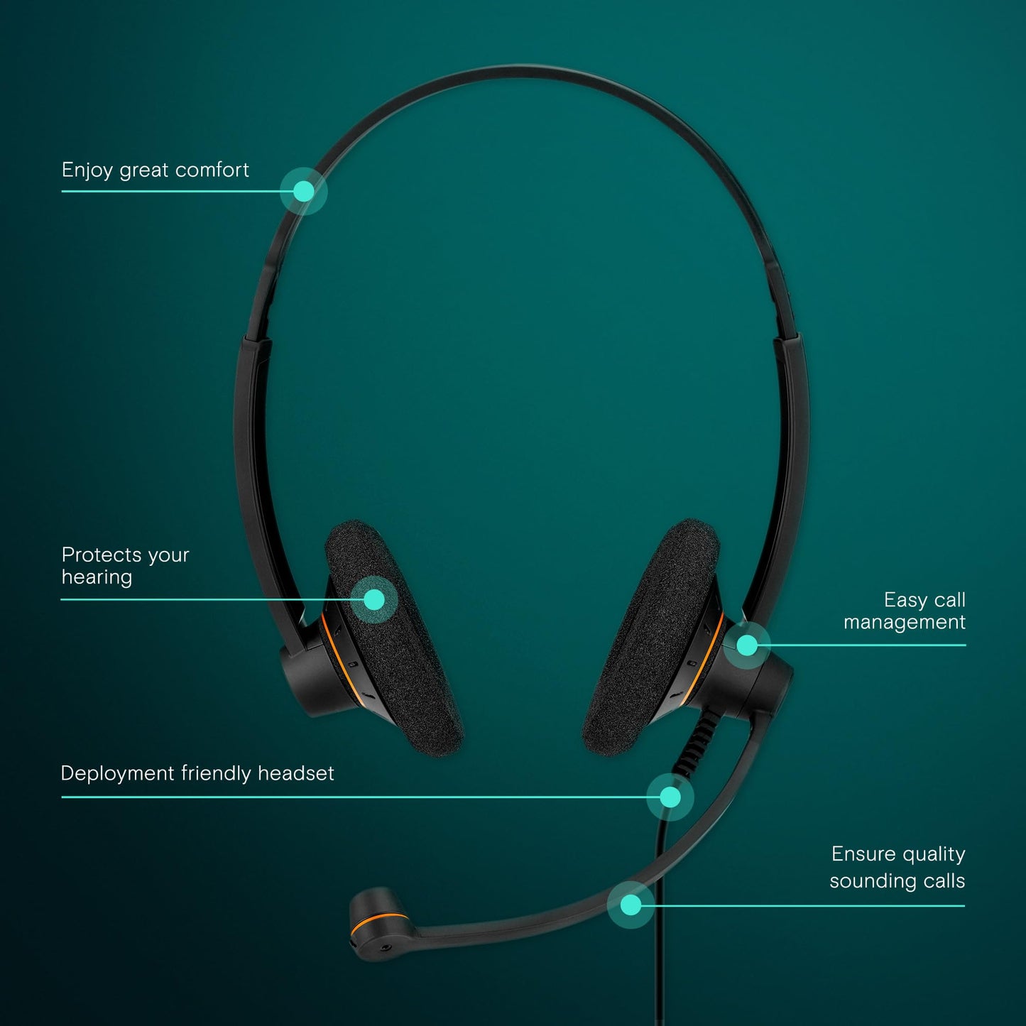 EPOS Sennheiser Consumer Audio SC 60 USB ML (504547) - Double-Sided Business Headset | For Skype for Business | with HD Sound, Noise-Cancelling Microphone, & USB Connector (Black)