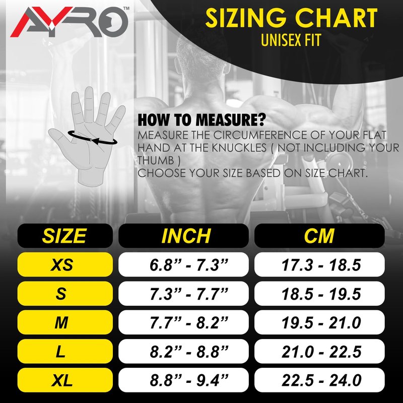 AYRO Minimal Workout Gloves, Short Partial Gym Weight Lifting Gloves Grip Pads for Men & Women with Full Palm Protection & Extra Grip, Best for Weightlifting, Training, Gym & Hand Support