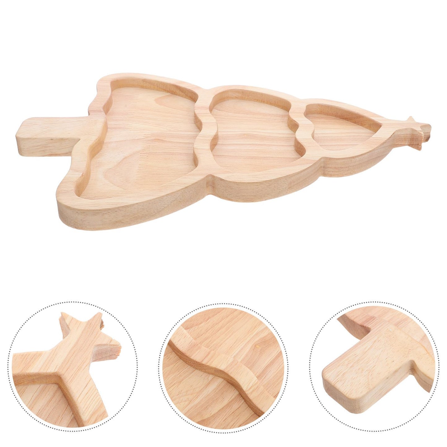 jojofuny Christmas Tree Serving Tray Bamboo Snack Platter - Divided Holiday Party Dining Plate For Appetizers Candy And Desserts - Christmas Tree Charcuterie Platter For Family Gatherings