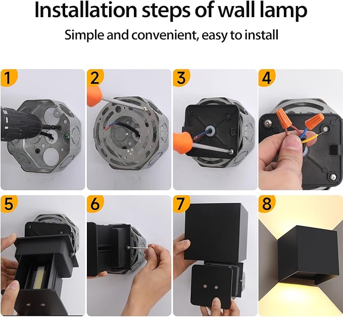12W 4Pack Outdoor Wall Lights Exterior/Interior,LED Black Outdoor Wall Sconces Light Fixtures Modern,IP65 Waterproof Square Aluminum Wall Lamps, Up and Down Lights 6500K Cold Lights