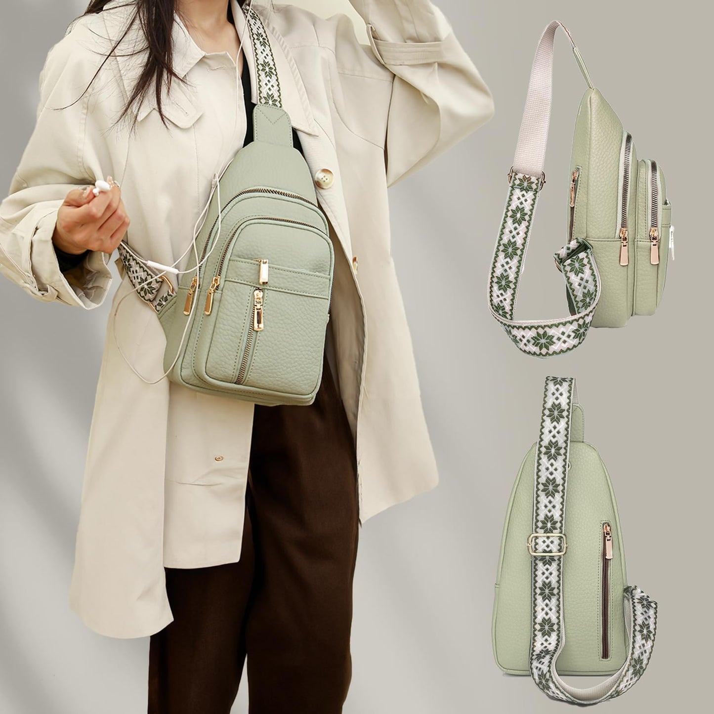 LYYCLFQ Leather Sling Bag for Women,Travel Small Sling Bag Crossbody Bags for Women-Vegan Leather Fanny Pack Crossbody Bags