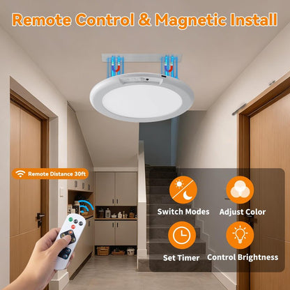 KYEKIO 2Pack Rechargeable LED Ceiling Light/Shower Light with Remote