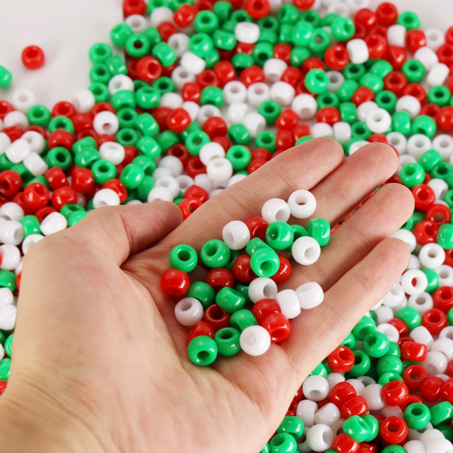 Christmas Pony Beads for Bracelets Making Kit, (1200Pcs 6x9mm) Kandi Beads, Hair Beads for Braids, Craft Beads for Jewelry Making