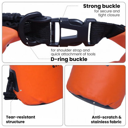 Pristis Waterproof Dry Bag, 5L Lightweight Floating Kayak Storage Backpack for Men Women, Durable Outdoor Roll Top Dry Sack Gear Accessory for Kayaking Fishing Rafting Beach Camping, Orange