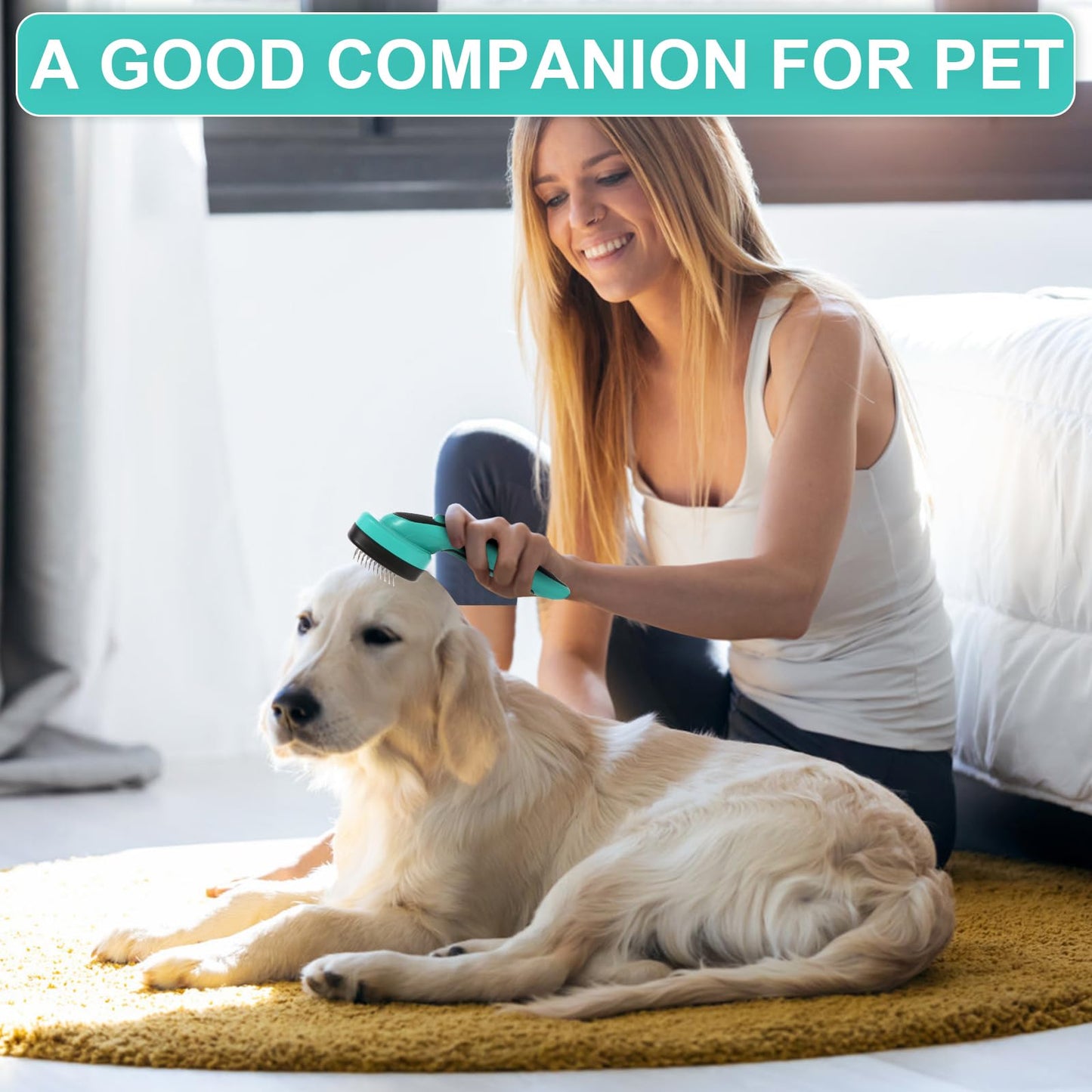 WOPQAEM Dogs Self Cleaning Slicker Brush for Shedding & Grooming Short Long Haired Pets, Removes Loose Fur, Undercoat, Mats, Tangled for Large Medium Small Sensitive Skin of Cats. Easy to Cleaning