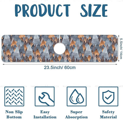 Abstract Mountain Sink Splash Guard Faucet Mat Mountain Landscape Super
