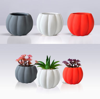 Ceramic Miniature Pumpkin Succulent Pots,Cute Halloween Decorations,Mini Pumpkin decor Planters,Thanksgiving decoration,Set of 3 Indoor/Outdoor Flower Pot,Fall Planter with Drainage Hole 3x4x2.3