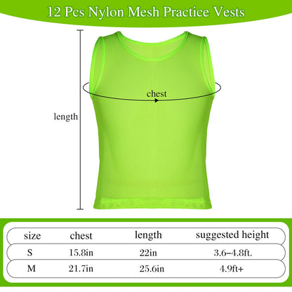 Sintege 12 Pcs Soccer Pinnies Pennies Jersey Scrimmage Vest Sports Practice Jersey Mesh Basketball Vest for Youth Adult Kids (Small,Green)