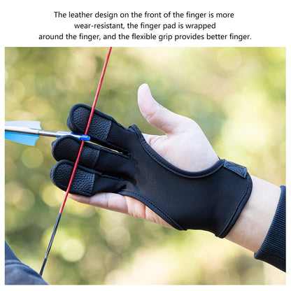 Prespollw Archery Glove Three-Finger Guard – Protective Shooting Glove for Men & Women, Ideal for Recurve & Compound Bow Hunting and Target Practice (X-Large)