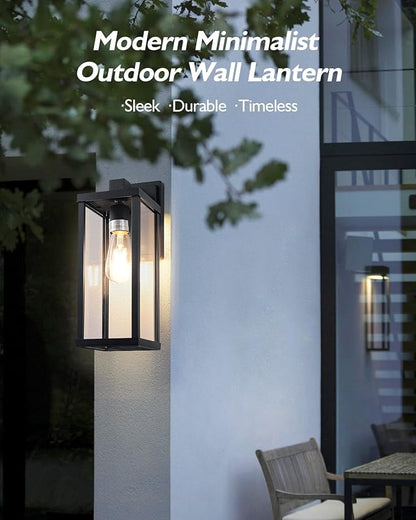 LITFIT Matte Black Outdoor Light Fixtures Wall Mount, Waterproof Rustproof Porch Lights, 14 Inch Outside Wall Lanterns for Patio, Front Door, Garage, Backyard, 2-Pack, Bulbs Not Included