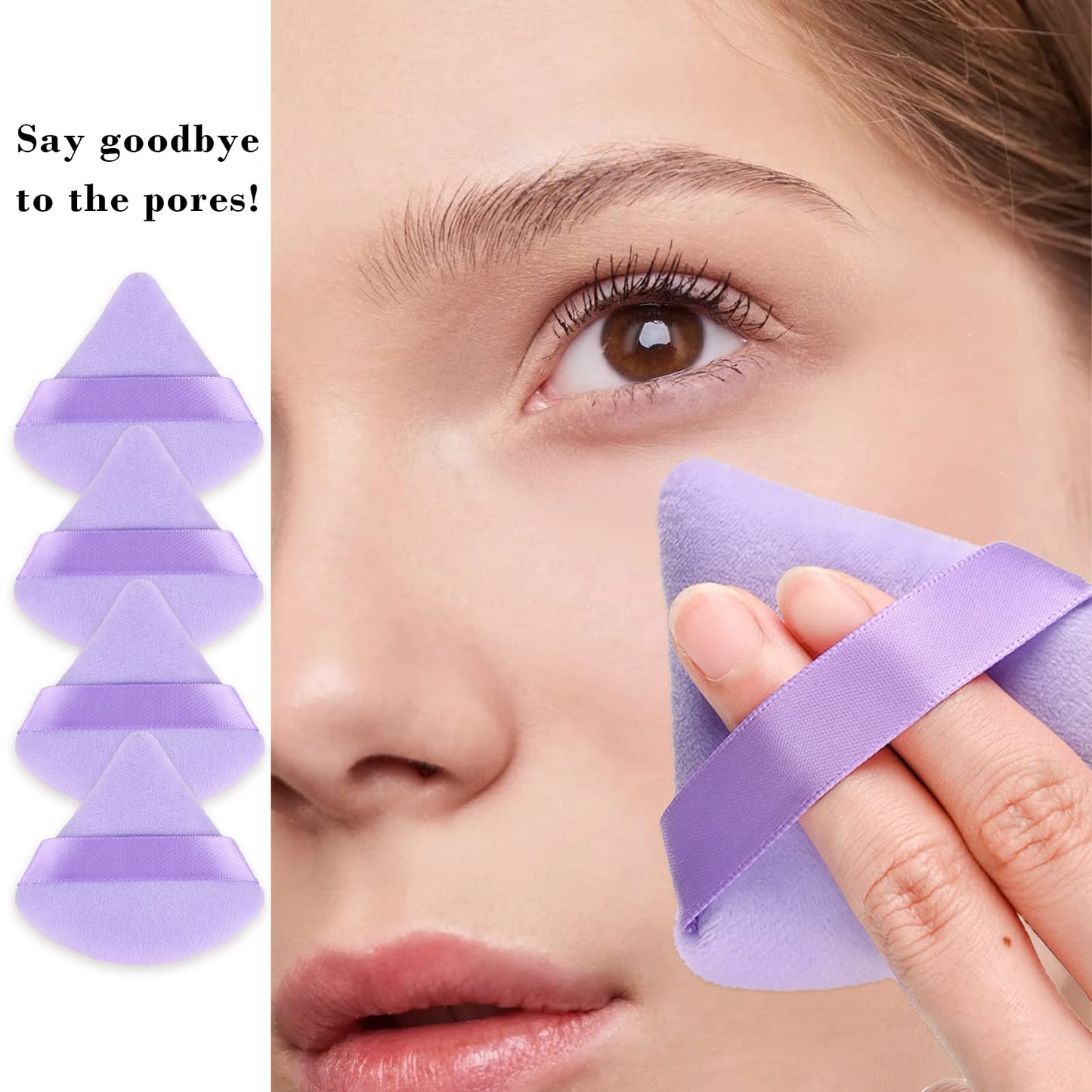 8Pcs of Triangular Powder Puff Makeup Sponges, Made of Super-soft Velvet, Designed for Contouring, Eye, and Corner, Beauty Blender Foundation Mixing Container.(Black)