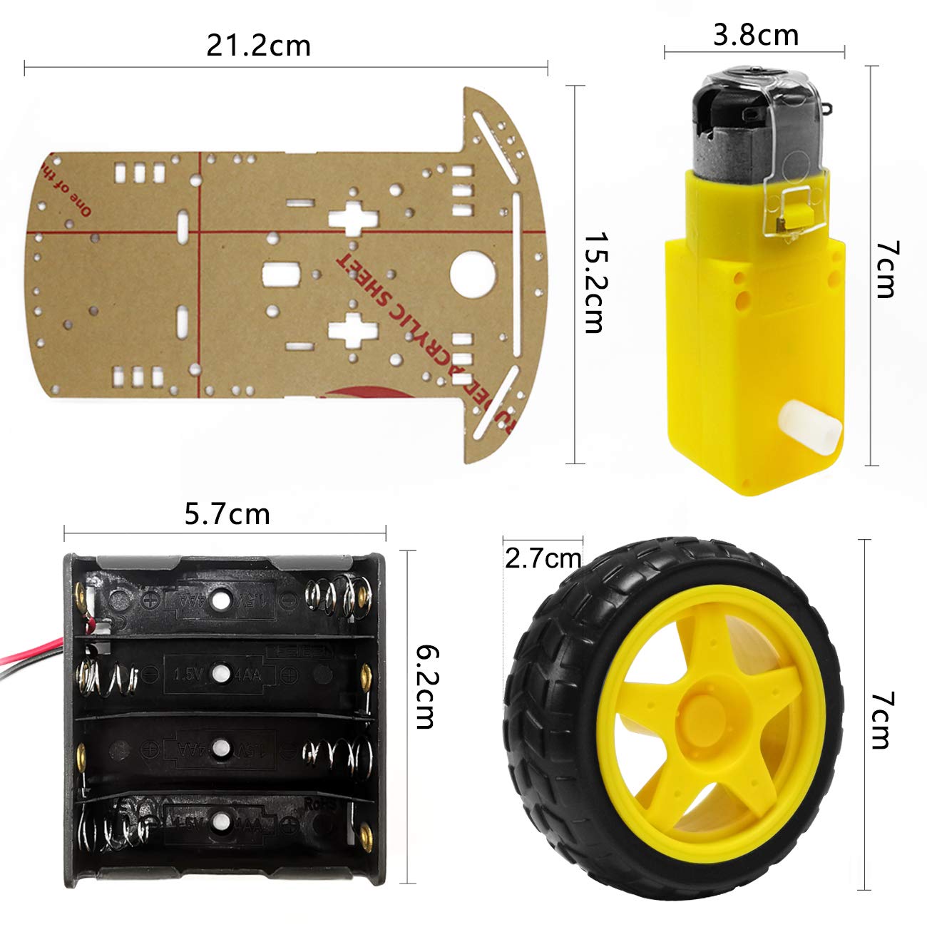 The perseids DIY Robot Smart Car Chassis Kit with Speed Encoder, 2 Wheels and and Battery Box for Adult Age 16+ (2 Wheels)