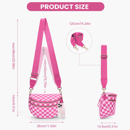 Checkered Crossbody Bum Bags for Women Nylon Checkered Purse Checkerboard Fanny Pack