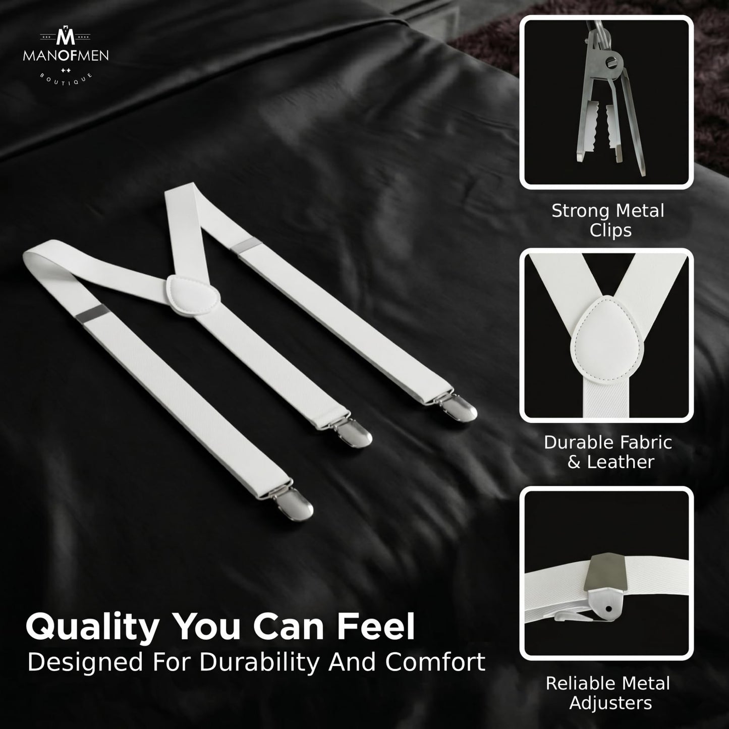 Suspenders for Men Heavy Duty – Adjustable 1” Y-Back Men's Suspenders for Dress Pants | Strong Metal Clips, Durable Elastic Straps, Leather Reinforcement – Comfortable, Formal, Pack of 12