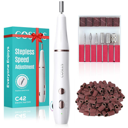 COSLUS Cordless Electric Nail Drill File: Nail Drill Machine with Stepless Speed Knob for Acrylic Gel Dip Powder Polish, Professional Portable Manicure Pedicure Rechargeable for Home Salon Use Purple