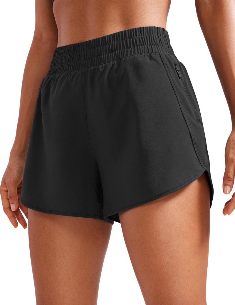 CRZ YOGA Dolphin Athletic Shorts for Women 3" - High Waisted Quick Dry for Running Workout Gym Track with Zip Pocket Lemon Vibe Medium