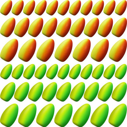 Skylety 60 Pieces Foam Floats Bullet Fishing Foam Snell Floats Pompano Rigs Oval Fly Fishing Strike Indicators for Trout Catfish Walleye(Yellow Green, Red Yellow)