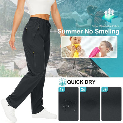 Toomett Women's Hiking Pants Quick Dry UPF 50 Travel Golf Pants Lightweight Camping Work Cargo Pants Zipper Pockets,6608,Dark Grey,L