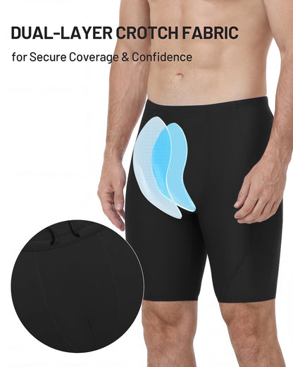 Nukuvara Men's Swim Jammers Competitive Racing Training Swimsuit Quick Dry Athletic Team Compression Swimming Shorts UPF50 Black 3XL