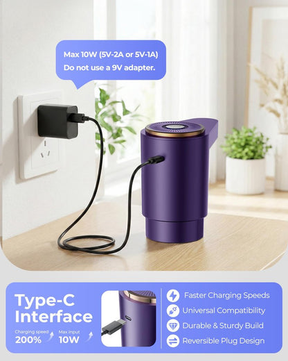Cozycharm Water Jug Pump for 5 Gallon Bottle – Portable Electric USB-C Charging Dispenser, Dual Powerful Motors, Fast Flow, Fits 2-5 Gallon Jugs – Ideal for Home, Office, Camping, RV, Dark Purple