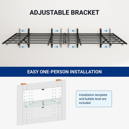 FLEXIMOUNTS 2x6ft Heavy Duty Garage Storage Shelving, 1600lbs Total Weight Capacity, 2 Pack Wall Organization System, 24 x75inch Rack Floating Shelves, Pro Series