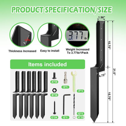 8 Pcs Fence Post Repair, Heavy Duty Fence Post Kit Anchor Ground Stakes for Repairing Tilted, Broken Wood Support