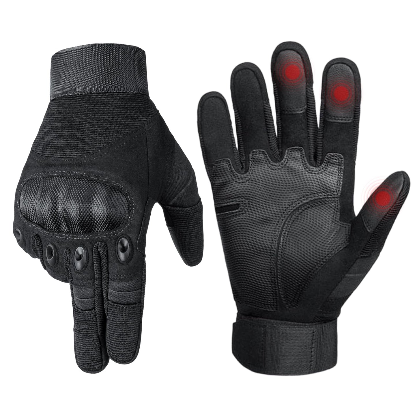 HYCOPROT Men’s Utility Gloves, Motorcycle Glove with Touchscreen Full Finger Palm Pad Protection Gears Durable Work Outdoor Lightweight Breathable for Sport Hiking Motorbike Cycling Paintball Boxing