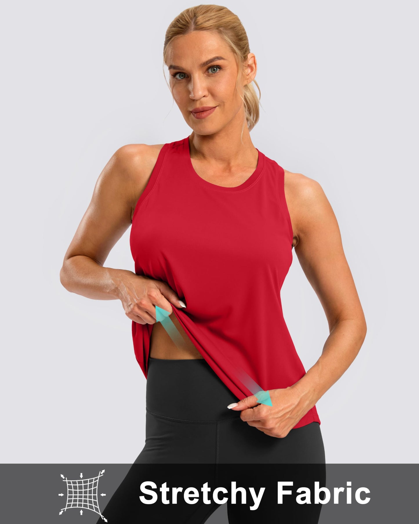G Gradual Women's Workout Tank Tops Racerback Athletic Yoga Tops Loose Fit Sleeveless Running Gym Sports Shirts for Women(Red New,L)