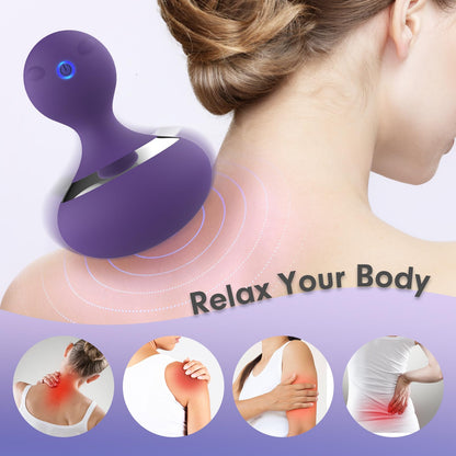 Cordless Electric Massager with 10 Powerful Vibrations, Rechargeable Handheld Neck Massager (Black)