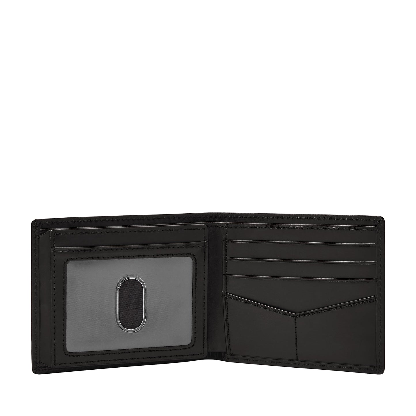 Fossil Men's Wallet, Derrick Leather RFID-Blocking Wallet, Bifold with Flip ID, Black