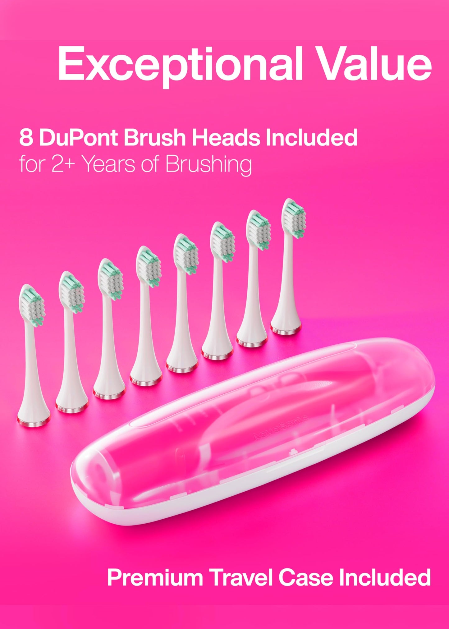 Aquasonic Vibe Series Ultra-Whitening Toothbrush – ADA Accepted Electric Toothbrush - 8 Brush Heads & Travel Case – 40,000 VPM Motor & Wireless Charging - 4 Modes w Smart Timer – Satin Rose Gold
