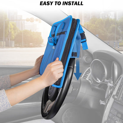 JOYTUTUS 3 in 1 Steering Wheel Eating Tray, Car Back Seat Laptop Desk, Multifunctional Office Bag, Car Work Table for Writing, Car Organizer for Kids, Commuters, Family
