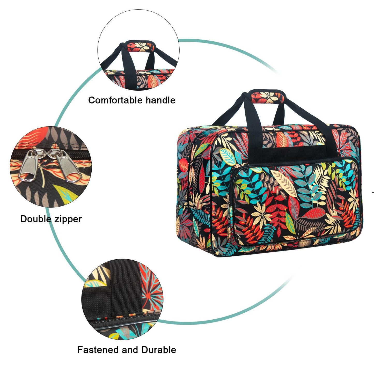 Haroranax Sewing Machine Carrying Case，Sewing Machine Carrying Case Tote Bag，Universal Tote Storage Bag with Pockets and Handles, Suitable for Most Standard Singer, Janome (Black)