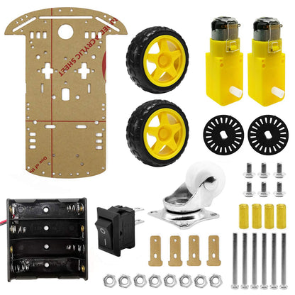 The perseids DIY Robot Smart Car Chassis Kit with Speed Encoder, 2 Wheels and and Battery Box for Adult Age 16+ (2 Wheels)