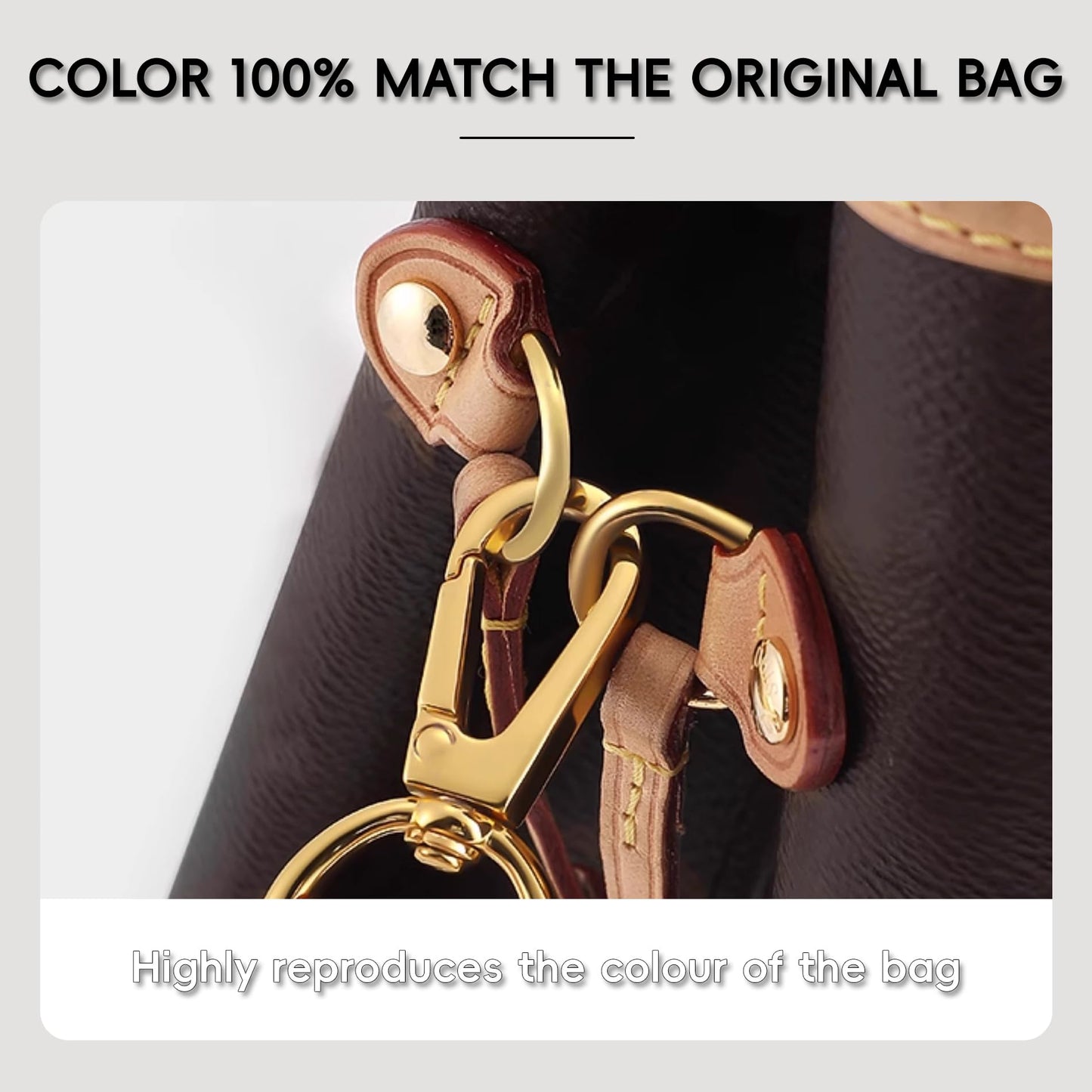 Doxo Vachetta Cowhide Replacement Purse Strap for Neverfull, 1.5" Wide 25.6" Long Leather Shoulder Strap with 2 Spring O-Rings, for LV Neverfull, Graceful, Speedy Tote Handbags, Beeswax